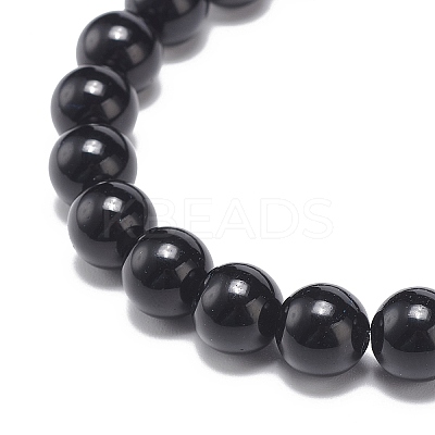 Natural Obsidian Beaded Stretch Bracelet BJEW-JB08879-02-1