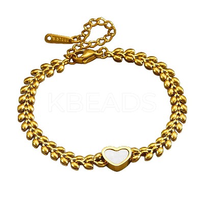 304 Stainless Steel & Natural Shell Link Bracelets WG3EE75-01-1