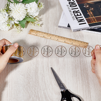 Hot Stamping BOPP Thank You Gift Sticker Rolls STIC-WH0004-20-1