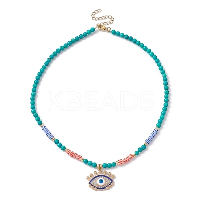 Horse Eye Alloy Enamel Pendant Necklace NJEW-JN04389-1
