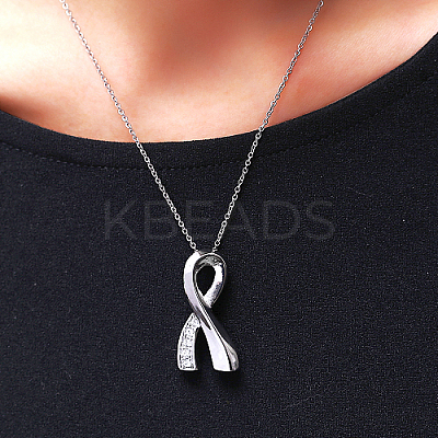 Crystal Rhinestone Awareness Ribbon Pendant Necklace GH2059-1-1