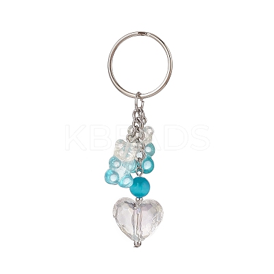 Gradient Bear & Heart Acrylic Pendant Keychain KEYC-TA00005-1