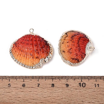 Spray Paint & Electroplate Natural Sea Shell Pendants SSHEL-N042-16E-1