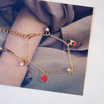 Brass Micro Pave Cubic Zirconia Strawberry Charm Bracelets for Women WH-WG7C0FD-01-1