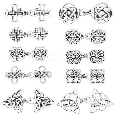 10Pcs 10 Styles Alloy Sweater Shawl Clips Brooches AJEW-CJ0001-66-1