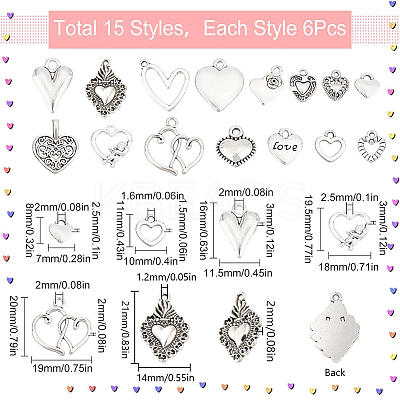 90Pcs 15 Style Tibetan Style Alloy Pendants TIBE-SC0001-81-1