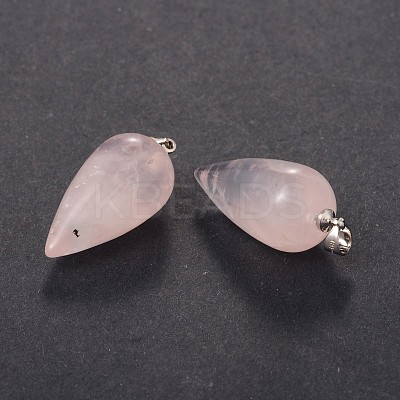 Teardrop Brass Gemstone Pendants G-N0147-10F-1