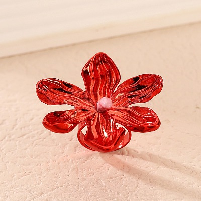 Adjustable Alloy Flower Finger Rings for Women RJEW-B124-01C-1