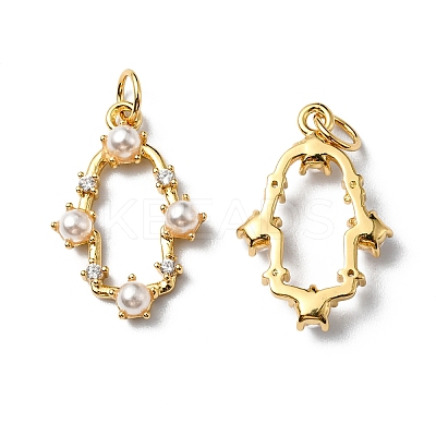 Plastic Imitation Pearl Pendants KK-P235-01G-1