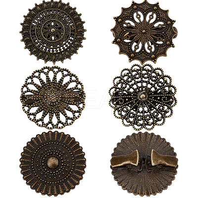 1Set Flat Round Alloy Shawls and Capes Buckles FIND-GF0008-08AB-1