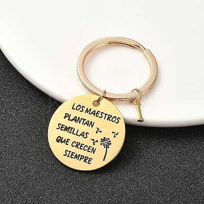 201 Stainless Steel & Brass Letter Keychain KEYC-YW00095-09-1