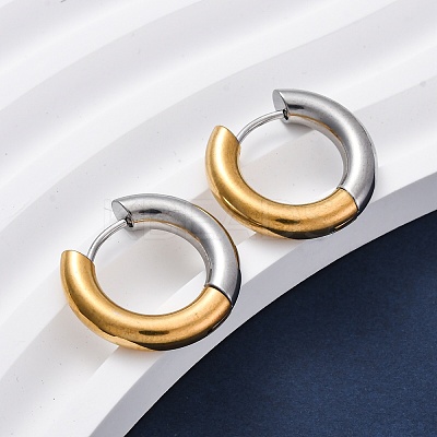 Two Tone 304 Stainless Steel Hinged Hoop Earrings for Women EJEW-A073-01B-1
