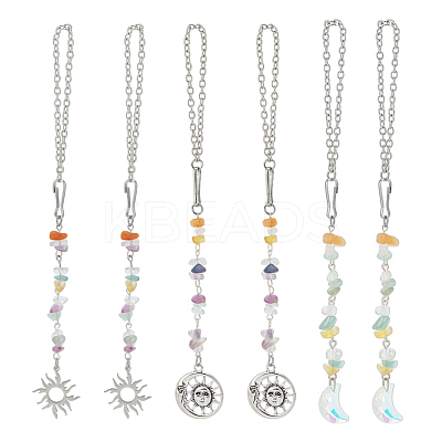 Glass & Alloy Pendant Decoration HJEW-OC00290-1