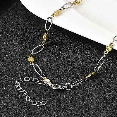 304 Stainless Steel Flower Link Chain Necklaces for Women NJEW-A046-02C-GP-1