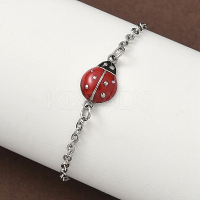 304 Stainless Steel Enamel Link Bracelets BJEW-K226-17A-P-1