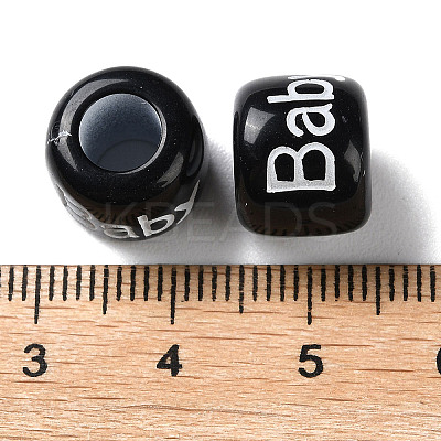 Spray Printed Opaque Acrylic European Beads SACR-P031-31B-01-1