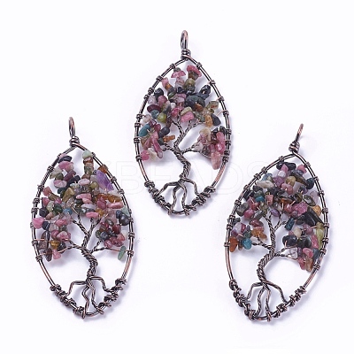 Natural Multicolor Tourmaline Pendants G-E523-02I-1