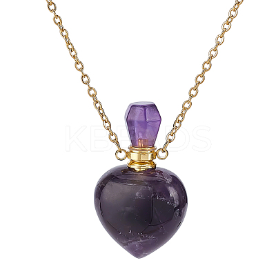 1Pc Natural Amethyst Perfume Bottle Necklaces NJEW-PH0001-37A-04-1