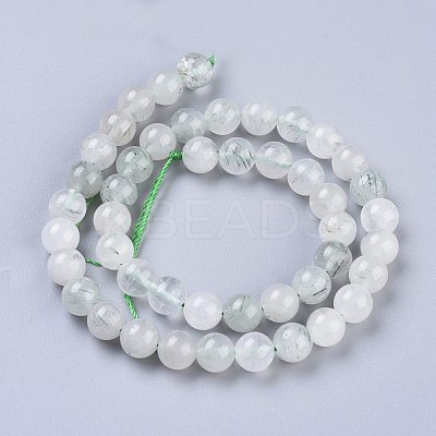 Natural Green Rutilated Quartz Beads Strands G-R475-013B-1