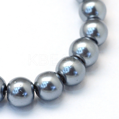 Baking Paint Pearlized Glass Pearl Round Bead Strands X-HY-Q003-4mm-12-1