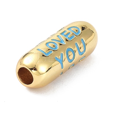 Eco-Friendly Brass Enamel Beads KK-C220-06G-1