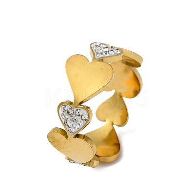 304 Stainless Steel with Rhinestone Finger Rings RJEW-Q020-15G-1