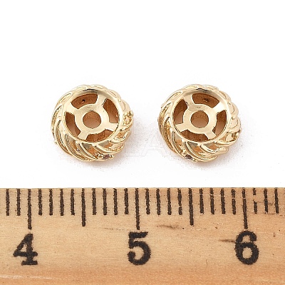 Brass Micro Pave Clear Cubic Zirconia Spacer Beads KK-K371-31G-1