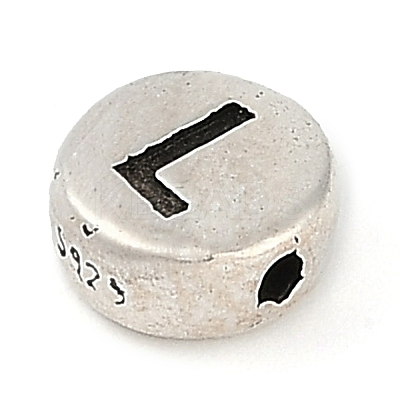 925 Sterling Silver Flat Round with Letter Beads STER-G044-01AS-L-1