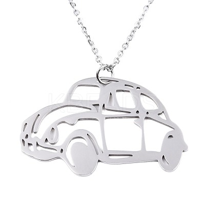 Non-Tarnish 201 Stainless Steel Car Pendant Necklace with Cable Chains for Men Women NJEW-T009-JN105-1-45-A-1
