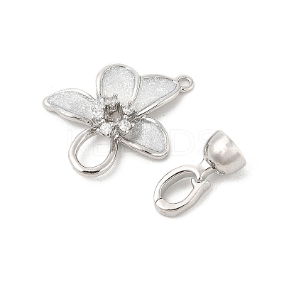 Brass Micro Pave Clear Cubic Zirconia Fold Over Clasps KK-U059-12P-1