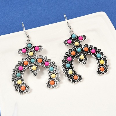 Alloy Synthetic Turquoise Dangle Earrings for Women EJEW-U053-10AS-01-1