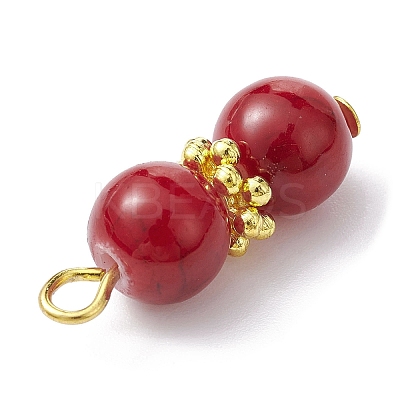 Baking Paint Glass Round Beaded Pendant PALLOY-JF02270-01-1