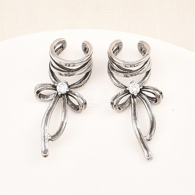 316 Surgical Stainless Bowknot Cuff Earrings EJEW-C160-02AS-1