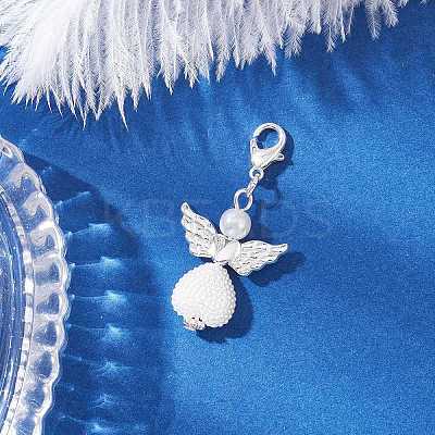ABS Plastic Imitation Pearl Pendant Decorations HJEW-JM03510-01-1