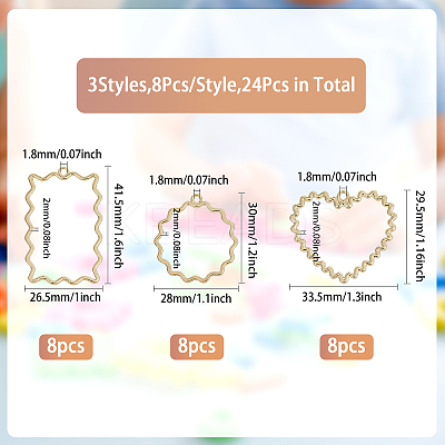 24PCS 3Style Golden Plated Alloy Pendants PALLOY-CA0002-49-1