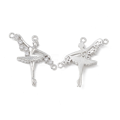 Brass Pave Clear Cubic Zirconia Connector Charms KK-E068-VB359-1