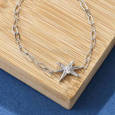 S925 Sterling Silver Micro Pave Cubic Zirconia Link & Charm Bracelets for Women BJEW-K276-02P-1