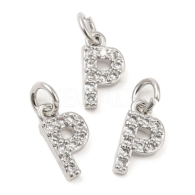 Brass Micro Pave Grade AAA Cubic Zirconia Charms ZIRC-P067-11P-P-NR-1
