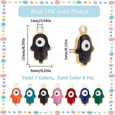 56Pcs 7 Colors Brass Enamel Pendants KK-SC0003-53-1