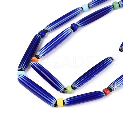 Handmade Millefiori Glass Lampwork Strip Beads Strands LA-N047-01H-1