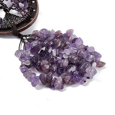 Natural Amethyst Chip Tree of Life Pendants Decoration G-F733-06C-1