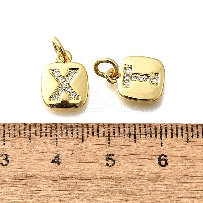 26Pcs Brass Micro Pave Cubic Zirconia Charms KK-R218-03G-1