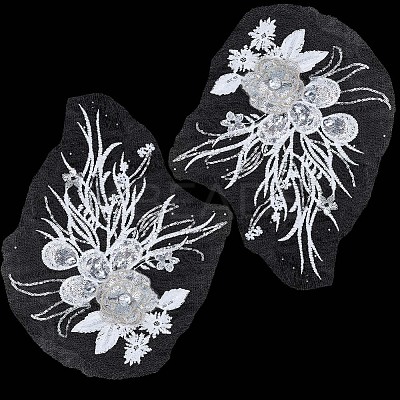 3D Flower Polyester Embroidery Sew on Flower Appliques PATC-WH0008-24A-1