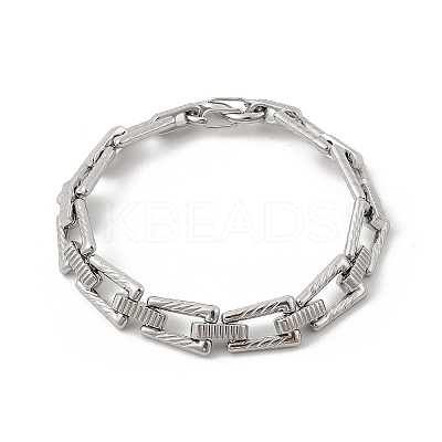 304 Stainless Steel Trapezoid Link Chain Bracelets for Women Men BJEW-F488-68P-1