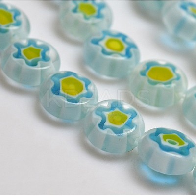Handmade Millefiori Glass Flat Round Bead Strands LK-P011-M-1
