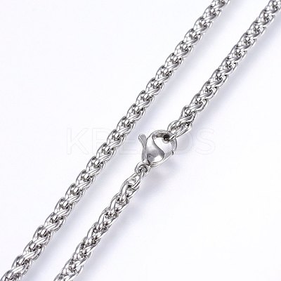 Non-Tarnish 304 Stainless Steel Wheat Chain Necklaces NJEW-F227-05P-04-1