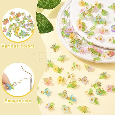 120Pcs 8 Colors Frosted Acrylic Pendants PALLOY-YW00102-1