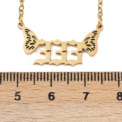 201 Stainless Steel Number 333 with Butterfly Wings Pendant Necklaces LS-NJEW-P332-01A-G-1