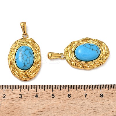 304 Stainless Steel with Synthetic Turquoise Pendants STAS-L309-21B-G-1
