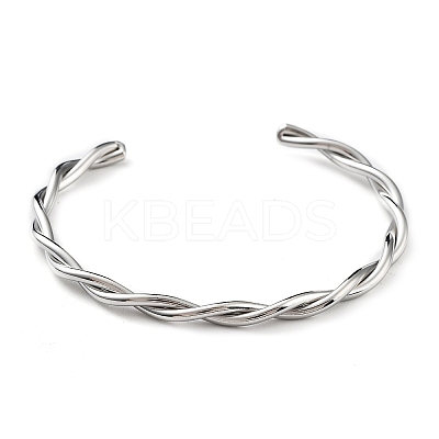 Non-Tarnish 304 Stainless Steel Twisted Rope Cuff Bangles for Women BJEW-P296-01P-1